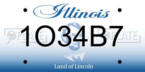 1O34B7 Illinois License Plate