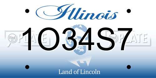 1O34S7 Illinois License Plate