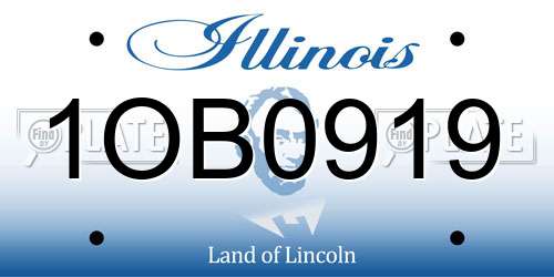 1OB0919 Illinois License Plate