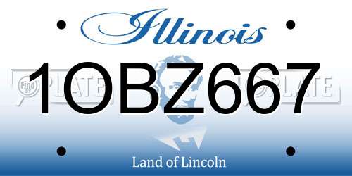 1OBZ667 Illinois License Plate