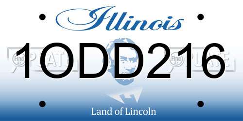 1ODD216 Illinois License Plate