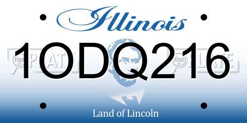 1ODQ216 Illinois License Plate