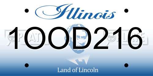 1OOD216 Illinois License Plate