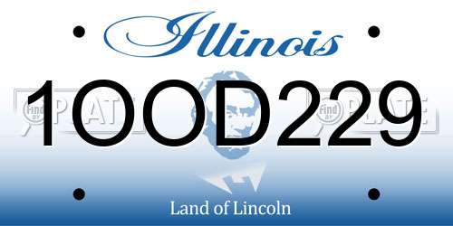 1OOD229 Illinois License Plate