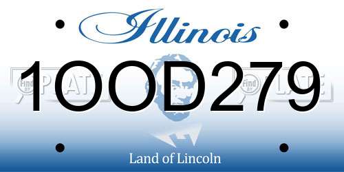 1OOD279 Illinois License Plate