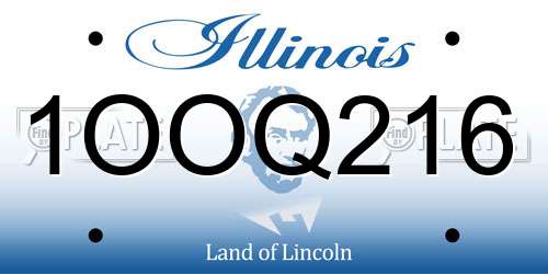 1OOQ216 Illinois License Plate