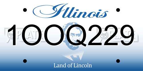 1OOQ229 Illinois License Plate