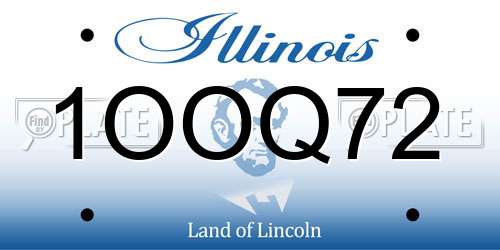 1OOQ72 Illinois License Plate