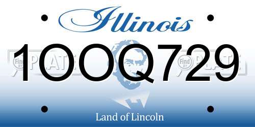 1OOQ729 Illinois License Plate
