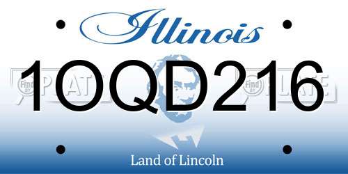 1OQD216 Illinois License Plate