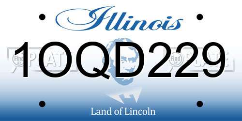 1OQD229 Illinois License Plate