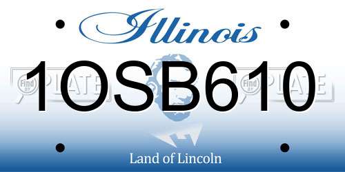 1OSB610 Illinois License Plate