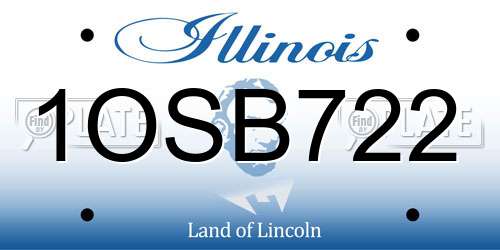 1OSB722 Illinois License Plate