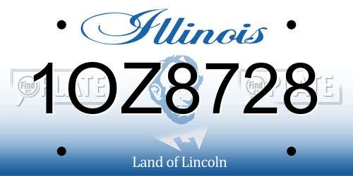 1OZ8728 Illinois License Plate