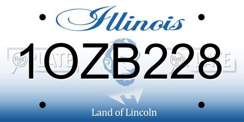 1OZB228 Illinois License Plate