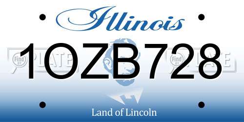 1OZB728 Illinois License Plate