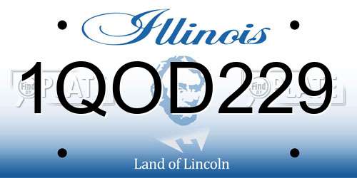 1QOD229 Illinois License Plate
