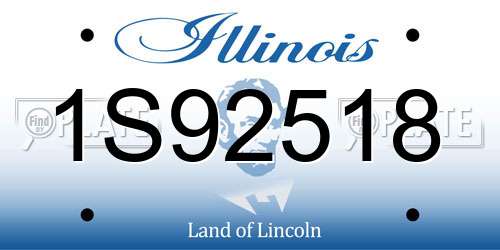 1S92518 Illinois License Plate