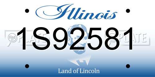 1S92581 Illinois License Plate