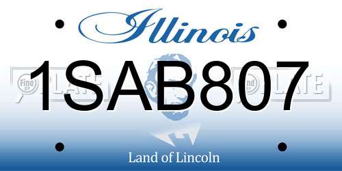 1SAB807 Illinois License Plate