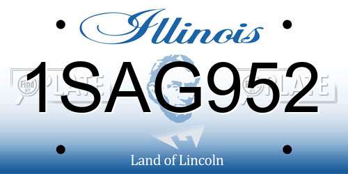 1SAG952 Illinois License Plate