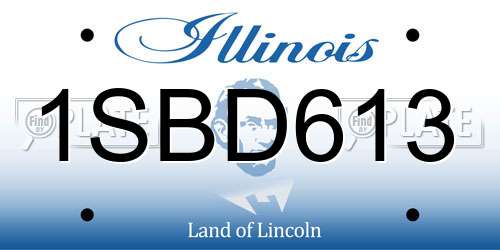 1SBD613 Illinois License Plate