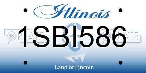 1SBI586 Illinois License Plate
