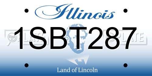 1SBT287 Illinois License Plate