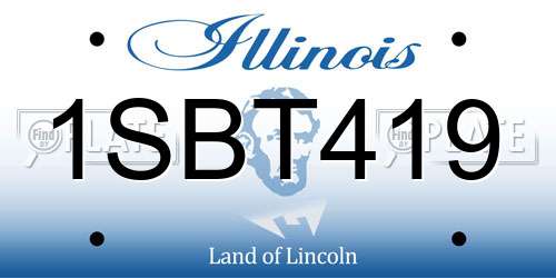 1SBT419 Illinois License Plate