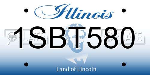 1SBT580 Illinois License Plate