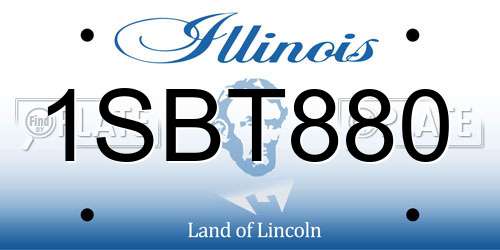 1SBT880 Illinois License Plate