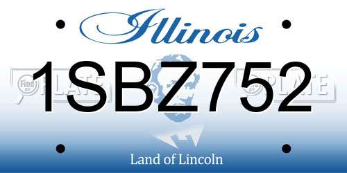 1SBZ752 Illinois License Plate