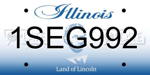 1SEG992 Illinois License Plate