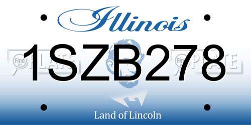 1SZB278 Illinois License Plate