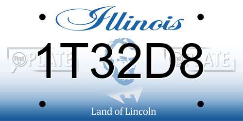 1T32D8 Illinois License Plate