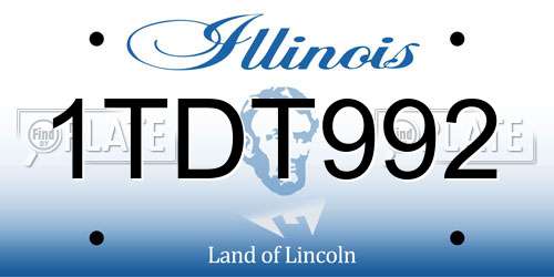 1TDT992 Illinois License Plate