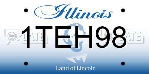 1TEH98 Illinois License Plate