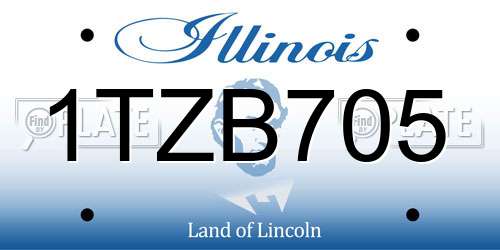 1TZB705 Illinois License Plate