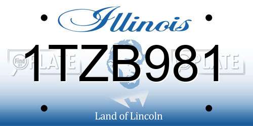 1TZB981 Illinois License Plate