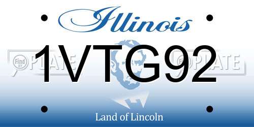 1VTG92 Illinois License Plate