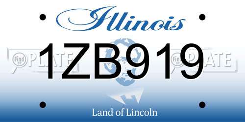 1ZB919 Illinois License Plate
