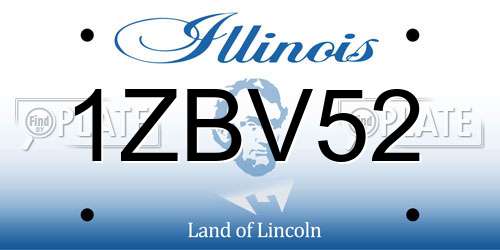 1ZBV52 Illinois License Plate