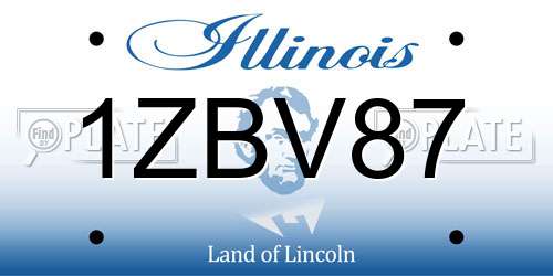 1ZBV87 Illinois License Plate