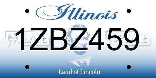 1ZBZ459 Illinois License Plate