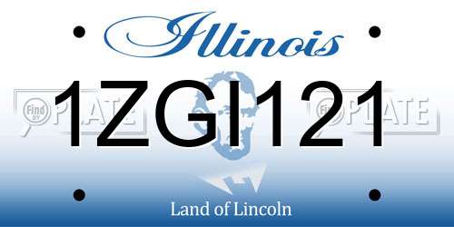 1ZGI121 Illinois License Plate