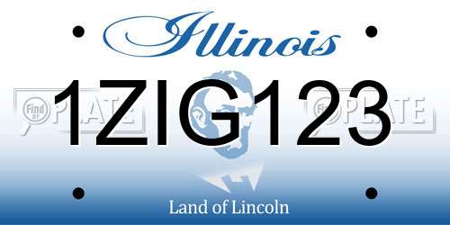 1ZIG123 Illinois License Plate