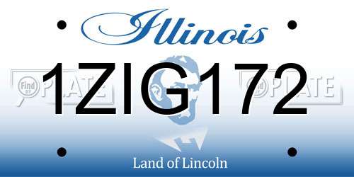 1ZIG172 Illinois License Plate