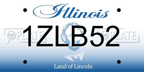 1ZLB52 Illinois License Plate