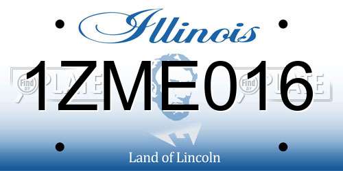 1ZME016 Illinois License Plate