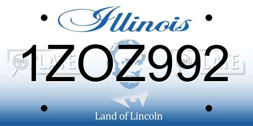 1ZOZ992 Illinois License Plate